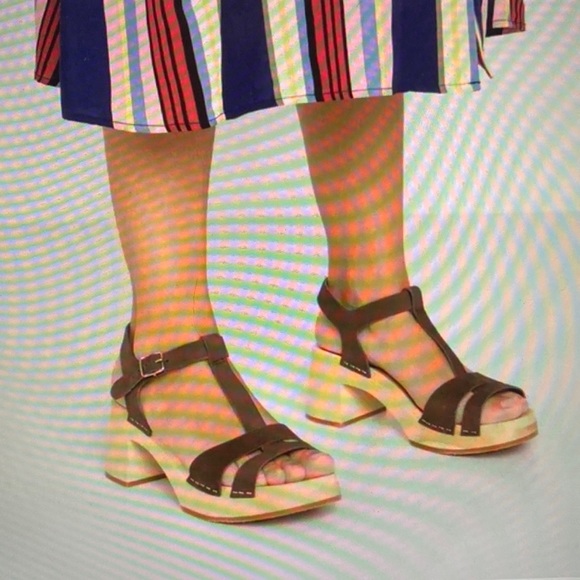 NIB Swedish Hasbeens Birgit Brown Sandal Clog with Heel Platform, US 9 EU 40 - Picture 9 of 10